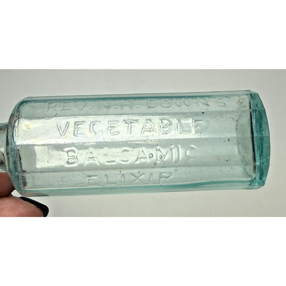 Antique Rev NH Downs Vegetable Balsamic Elixir 1890 Blue 12 Sided 4.5" Bottle - Picture 9 of 12